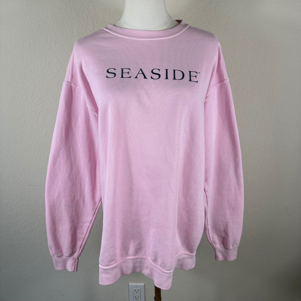 The Seaside Style Sweatshirt Women L Pink Old Ways Back Graphic Coastal Crewneck